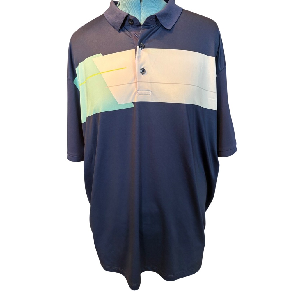 Callaway Opti-Dri Mens XXL Navy Blue Colorblock Golf Polo Shirt Short Sleeve